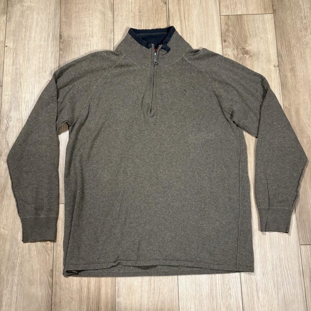 The North Face Sweater Mens XL Brown Quarter Zip Wool‎ Cotton Blend Pullover